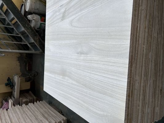 Houten tafelblad met gebleekt paulownia-paneel en 2440x1220 of 1200x600 maat